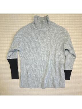 NIC+ZOE Women's Gray Black Knit Pullover Sweater Turtleneck Long Sleeve Size S